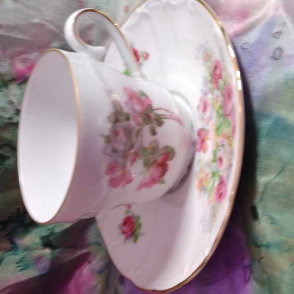 Bareuther Waldsassen Bavaria Western Germany Floral Tea Cup & Saucer Vintage